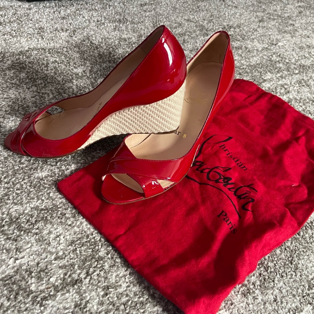 Christian Louboutin Red Wedge Shoes